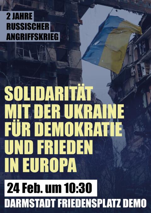 Flyer zur Demo zum Jahrestag des Krieges