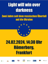 Flyer Demo in Frankfurt zum 2. Jahrestag des Krieges